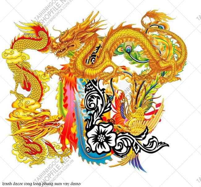 tranh decor rong long phung sum vay